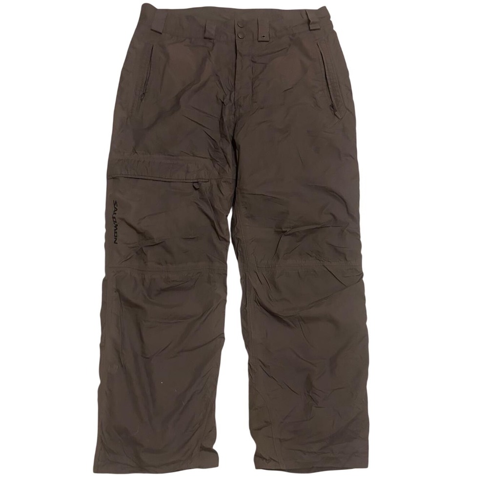 Salomon Clima Pro Mens Gray Ski Snowboard‎ Pants Cargo Pockets Size 36x30.5